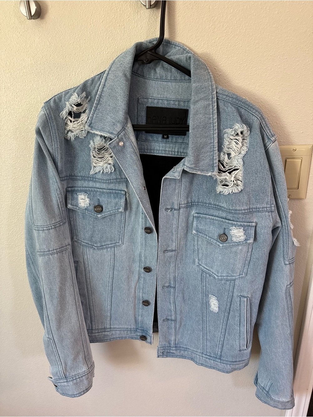 nANA judy Light Blue Distressed Denim Jacket